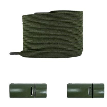 Legergroene moderne platte elastische veters met magneetsluiting voor een stoere en gemakkelijke look