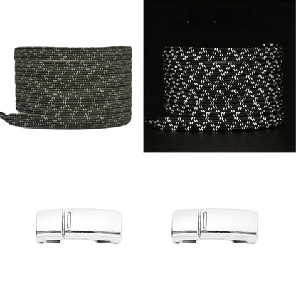 Legergroene reflecterende platte elastische veters met magneetsluiting voor een stoere en veilige look