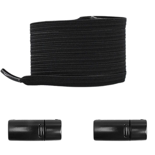Zwarte platte nette elastische veters met magneetsluiting voor comfortabele sneakers zonder strikken