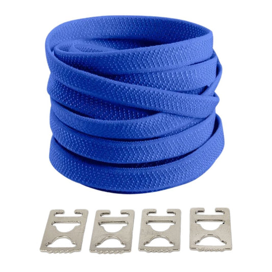 Blauwe elastische veters met onzichtbare clip, sportief en fris met extra comfort