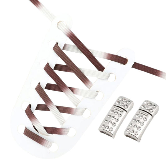 Bruine kleurovergang elastische veters met rhinestone magneetsluiting voor een klassieke look zonder strikken