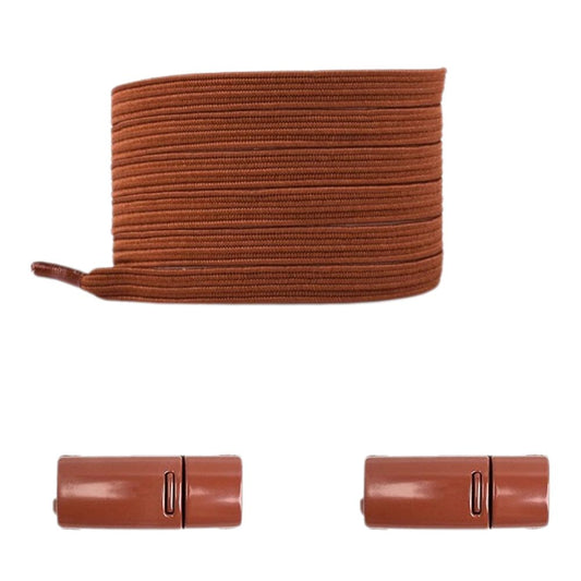 Bruine platte nette elastische veters met magneetsluiting voor een klassieke nette uitstraling zonder strikken