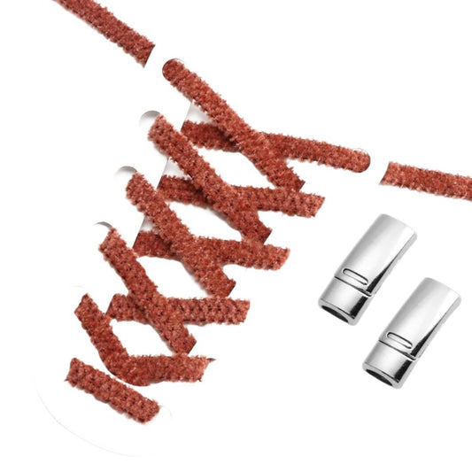 Fluffy elastische veters bruin met magnetische sluiting voor sneakers en stevige schoenen