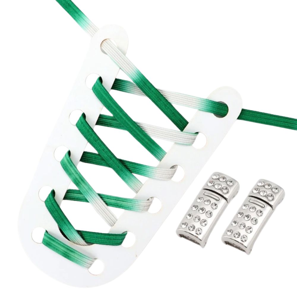 Groene kleurovergang elastische veters met rhinestone magneetsluiting voor gemak en fashion in één