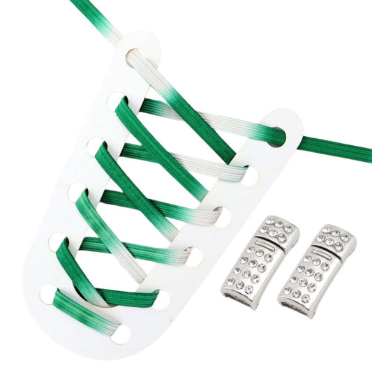 Groene kleurovergang elastische veters met rhinestone magneetsluiting voor gemak en fashion in één