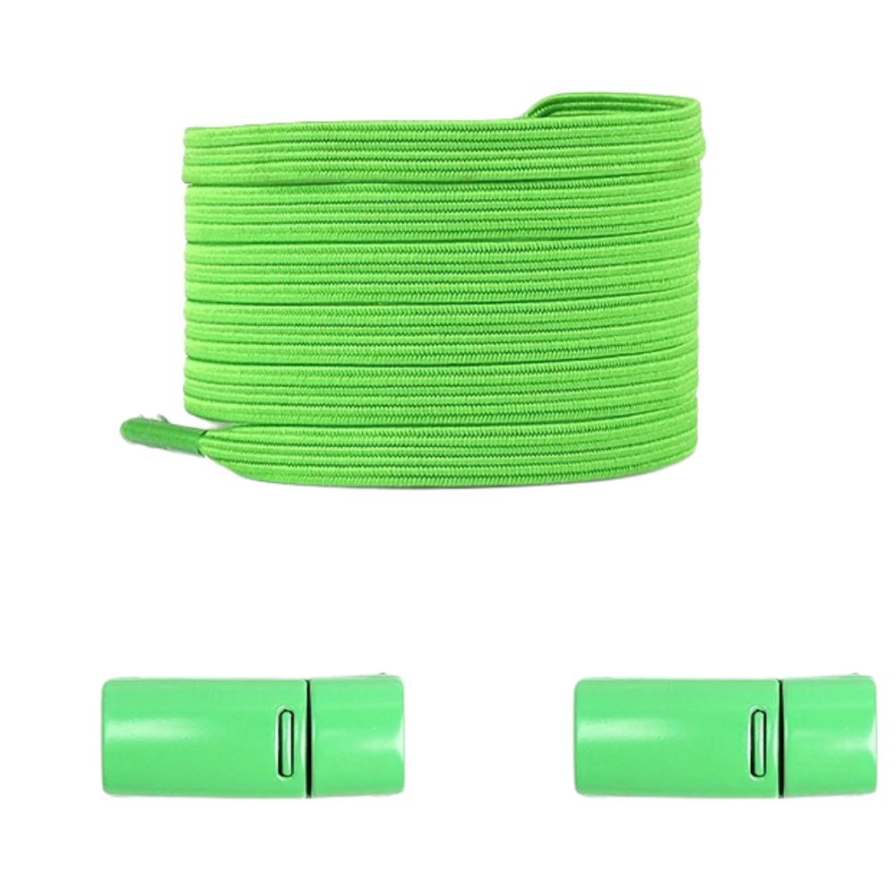 Groene moderne platte elastische veters met magneetsluiting voor comfortabele schoenen zonder strikken