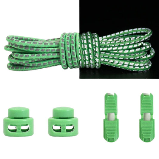 Elastische veters groen reflecterend met verstelbare sluiting voor zichtbare sport- en casual schoenen