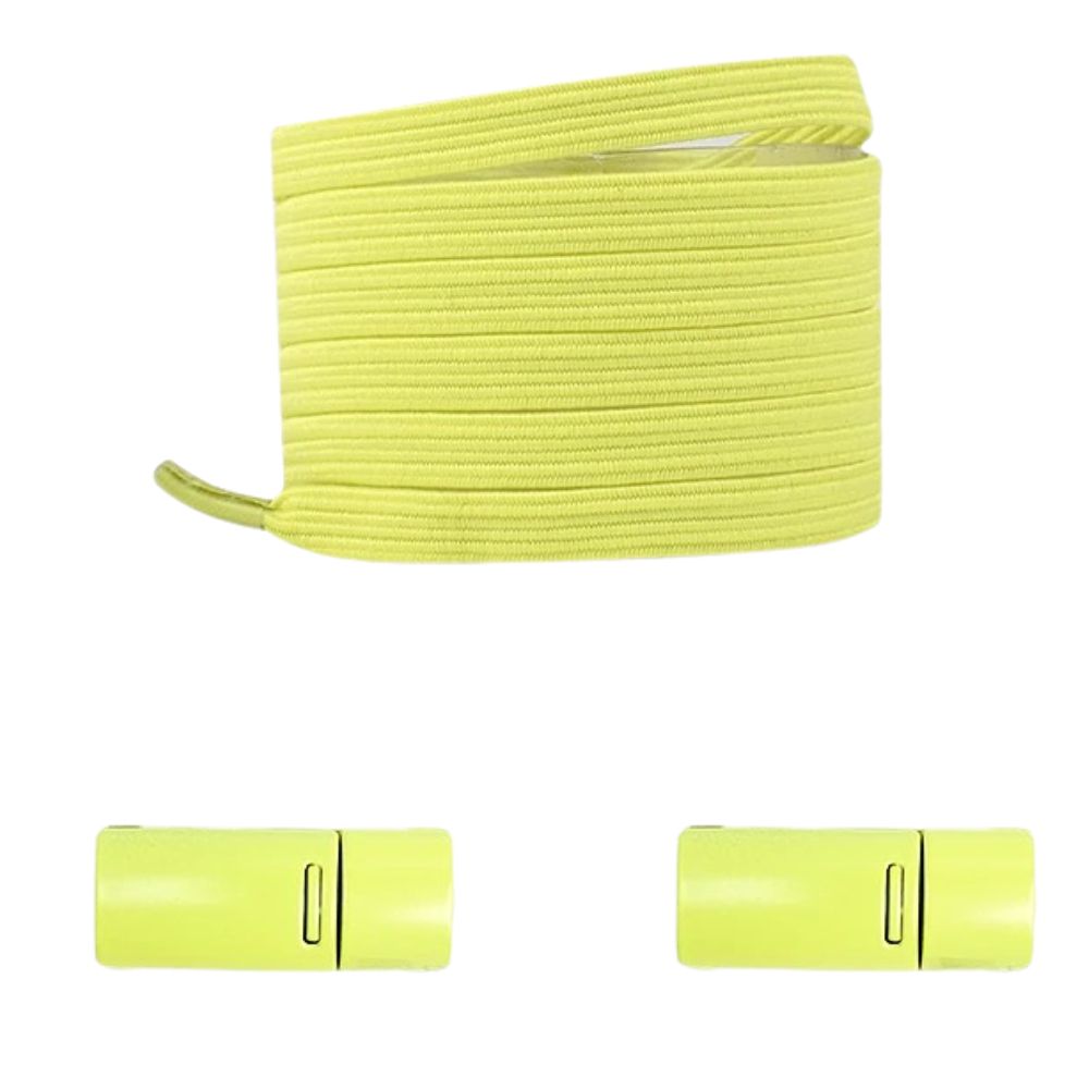 Citroengroene moderne platte elastische veters met magneetsluiting voor een frisse en trendy stijl