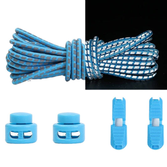 Elastische veters lichtblauw reflecterend met verstelbare sluiting voor frisse sneakers en sport