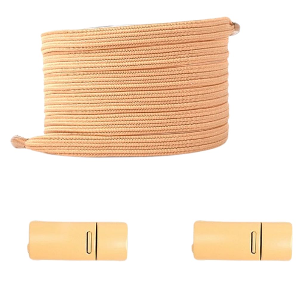 Lichtbruine moderne platte elastische veters met magneetsluiting voor een subtiele en gemakkelijke stijl