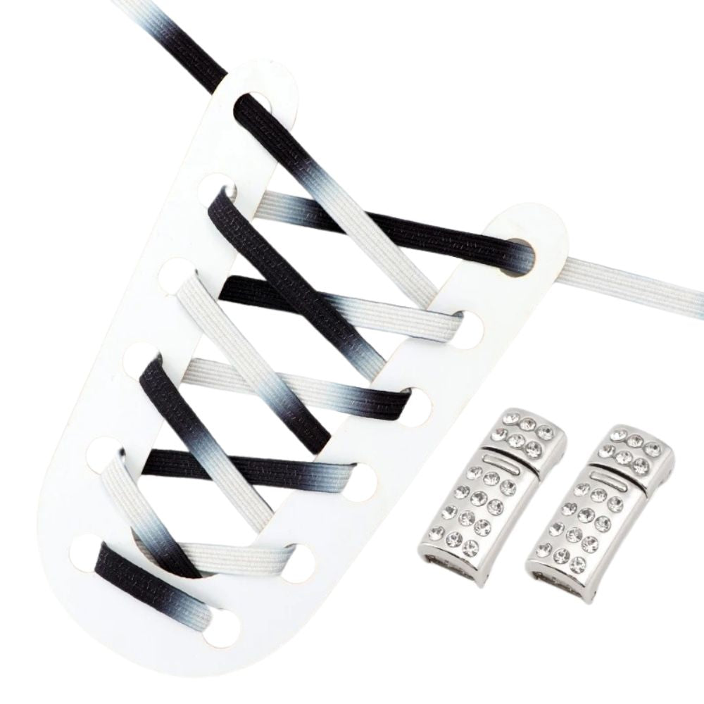 Marineblauwe kleurovergang elastische veters met rhinestone magneetsluiting voor stijlvolle schoenen zonder veterstrikken