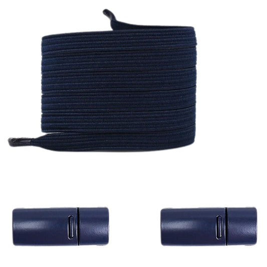 Marineblauwe platte nette elastische veters met magneetsluiting voor een klassieke uitstraling zonder veterstrikken
