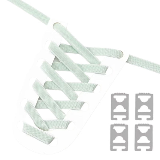 Elastische veters (9 mm) met onzichtbare clip en anti-slip structuur in de kleur licht groen, voor een frisse en subtiele uitstraling.