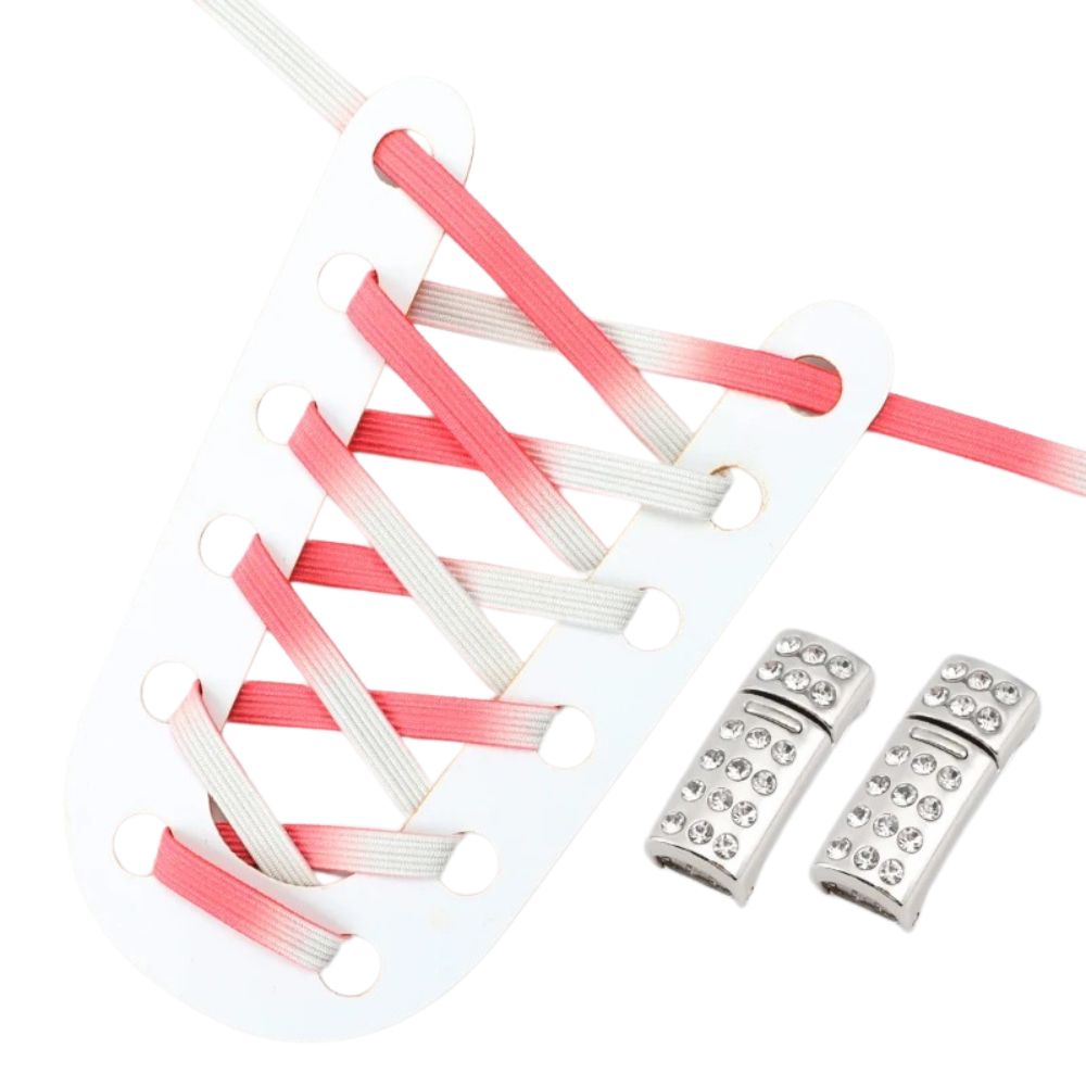 Roze kleurovergang elastische veters met rhinestone magneetsluiting voor een trendy look zonder veterstrikken