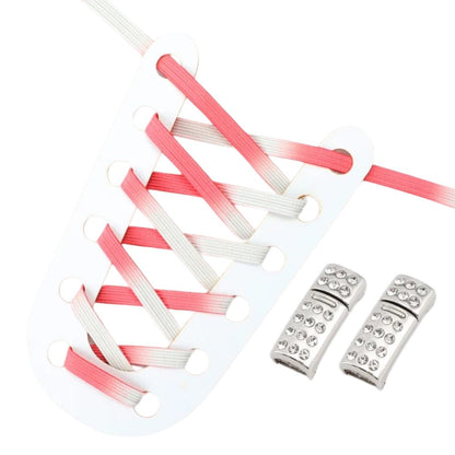Roze kleurovergang elastische veters met rhinestone magneetsluiting voor een trendy look zonder veterstrikken