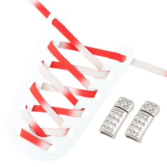 Rode kleurovergang elastische veters met rhinestone magneetsluiting voor comfortabele en stijlvolle sneakers