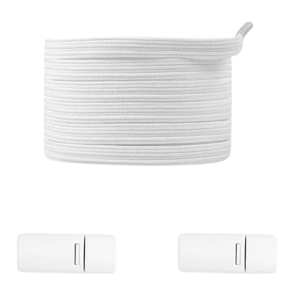Witte moderne platte elastische veters met magneetsluiting voor stijlvolle schoenen zonder strikken