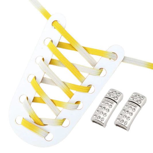 Gele kleurovergang elastische veters met rhinestone magneetsluiting voor eenvoudige en trendy schoenen