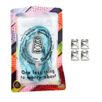 Elastische veters onzichtbaar strikken paisley 9mm onzichtbare clipjes turquoise wit in luxe verpakking