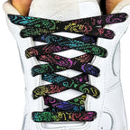 Elastische veters onzichtbaar strikken paisley 9mm onzichtbare clipjes zwart kleurig met stretch uitgerekt