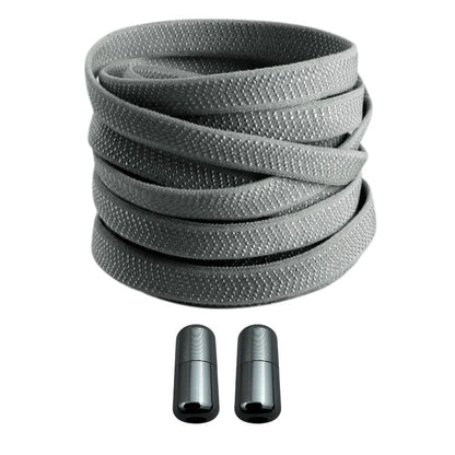 Productafbeelding van platte elastische veters van 8 mm met capsule sluiting in de kleur donkergrijs