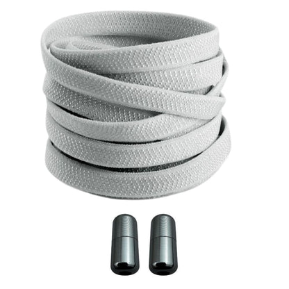 Productafbeelding van platte elastische veters van 8 mm met capsule sluiting in de kleur grijs