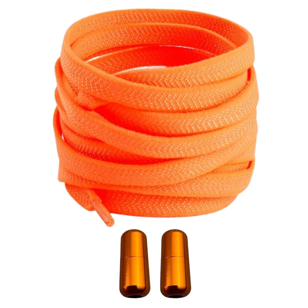 Productafbeelding van platte elastische veters van 8 mm met capsule sluiting in de kleur oranje