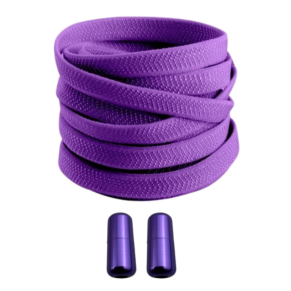 Productafbeelding van platte elastische veters van 8 mm met capsule sluiting in de kleur paars
