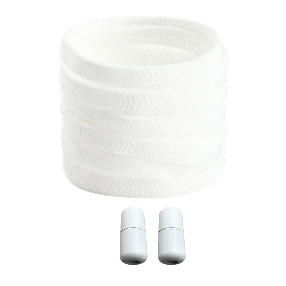 Productafbeelding van platte elastische veters van 8 mm met capsule sluiting in de kleur wit