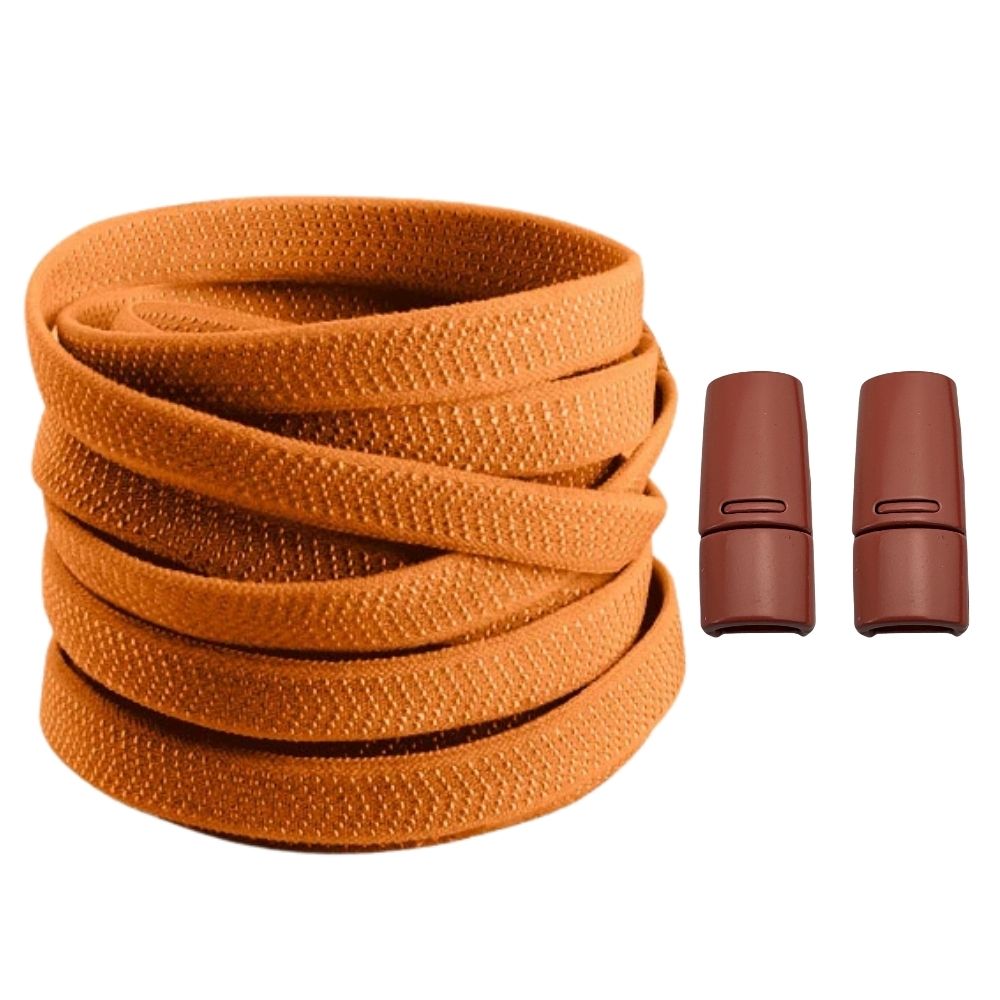 Productafbeelding van platte elastische veters van 8 mm met magneetsluiting in de kleur bruin