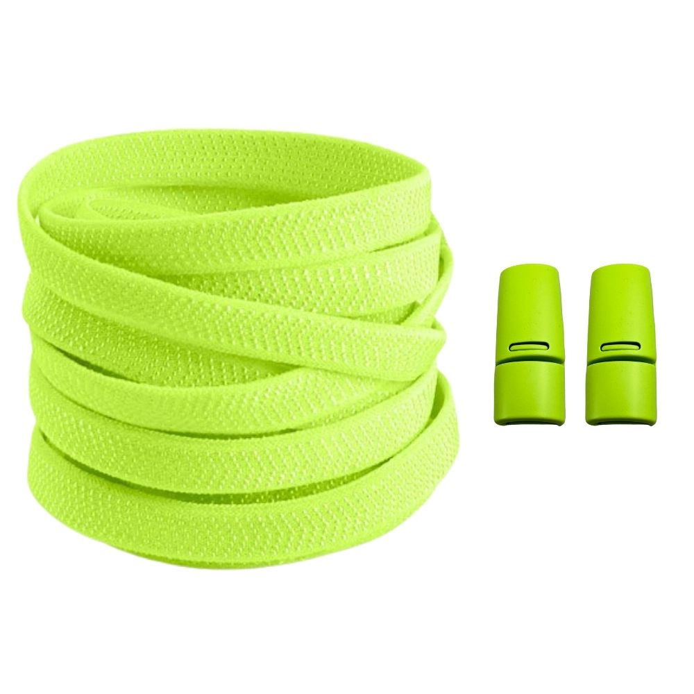 Productafbeelding van platte elastische veters van 8 mm met magneetsluiting in de kleur fluorescerend groen