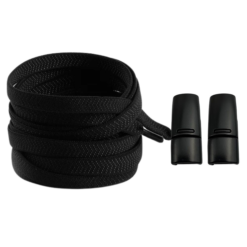 Productafbeelding van platte elastische veters van 8 mm met magneetsluiting in de kleur zwart