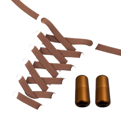 Productafbeelding van platte elastische veters van 9 mm met capsule sluiting in de kleur bruin