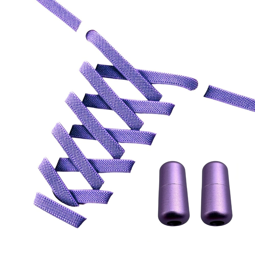 Productafbeelding van platte elastische veters van 9 mm met capsule sluiting in de kleur paars