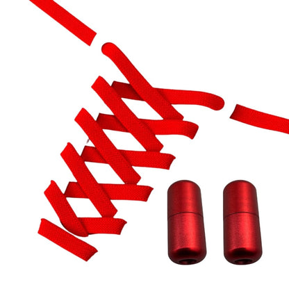 Productafbeelding van platte elastische veters van 9 mm met capsule sluiting in de kleur rood