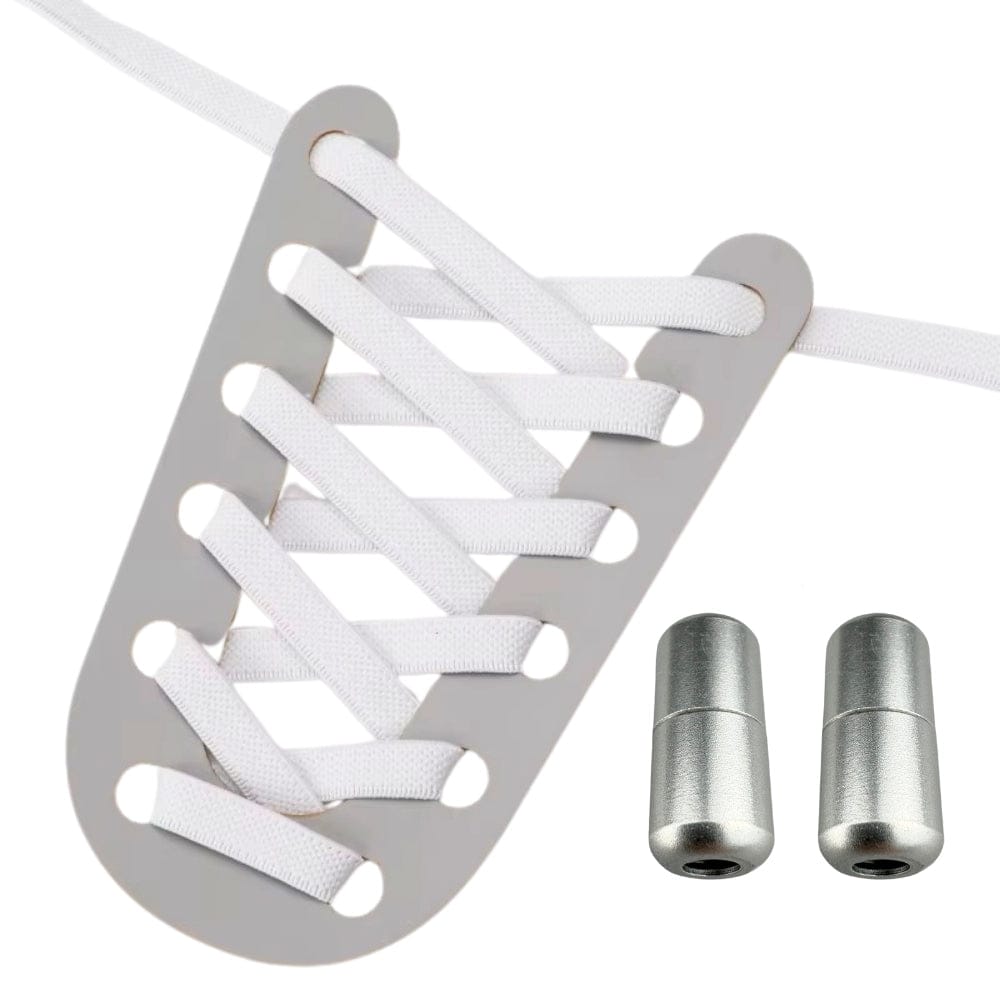 Productafbeelding van platte elastische veters van 9 mm met capsule sluiting in de kleur wit