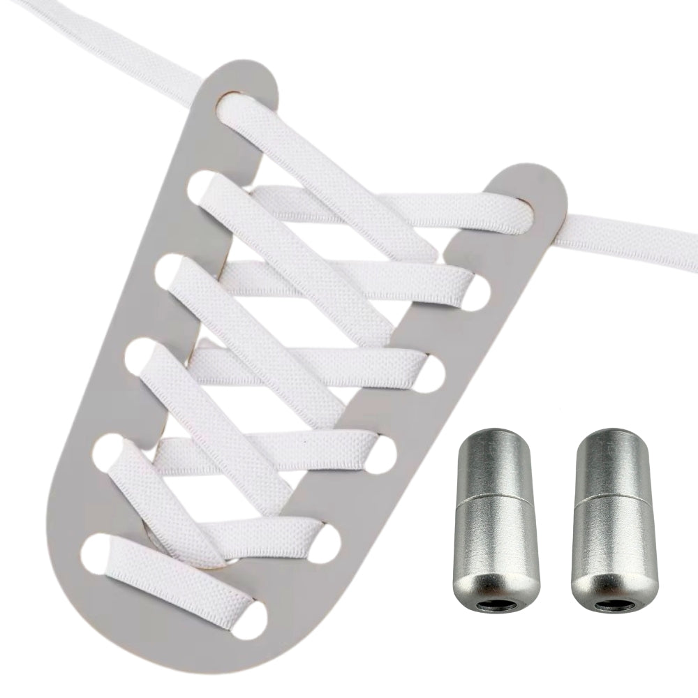 Productafbeelding van platte elastische veters van 9 mm met capsule sluiting in de kleur wit