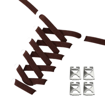 Productafbeelding van platte elastische veters van 9 mm met clipjes in de kleur donkerbruin