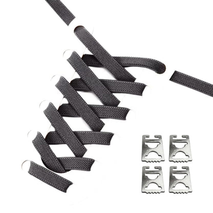 Productafbeelding van platte elastische veters van 9 mm met clipjes in de kleur donkergrijs