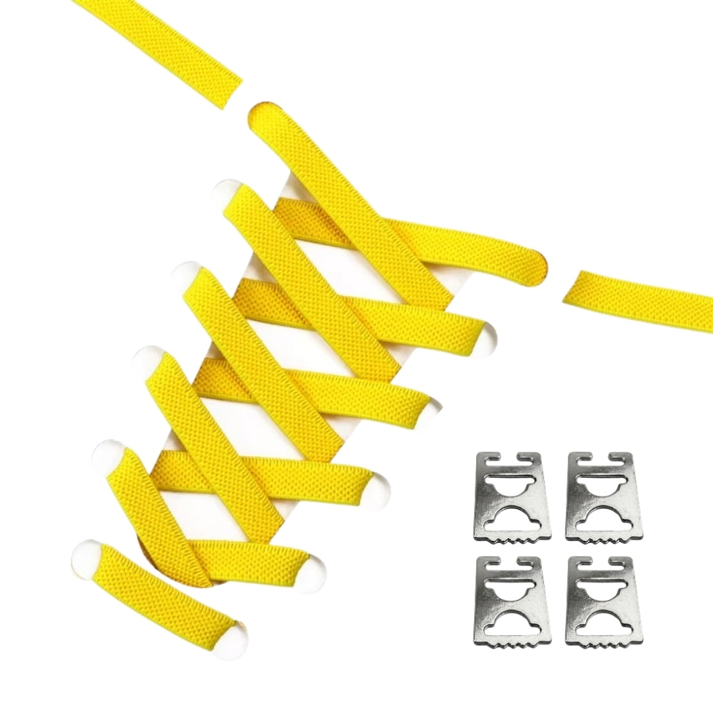 Productafbeelding van platte elastische veters van 9 mm met clipjes in de kleur geel