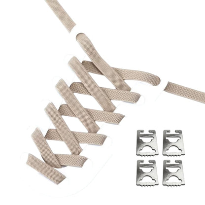 Productafbeelding van platte elastische veters van 9 mm met clipjes in de kleur khaki