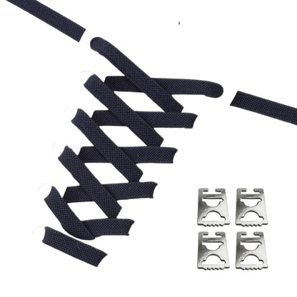 Productafbeelding van platte elastische veters van 9 mm met clipjes in de kleur marineblauw