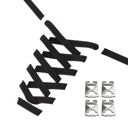 Productafbeelding van platte elastische veters van 9 mm met clipjes in de kleur zwart