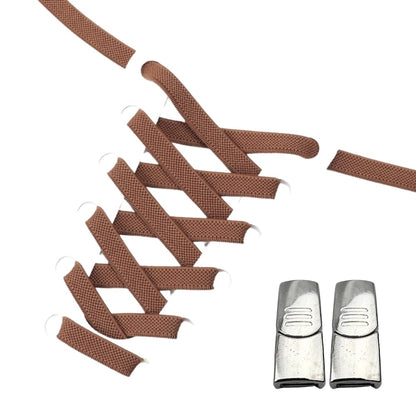 Productafbeelding van platte elastische veters van 9 mm met magneetsluiting in de kleur bruin