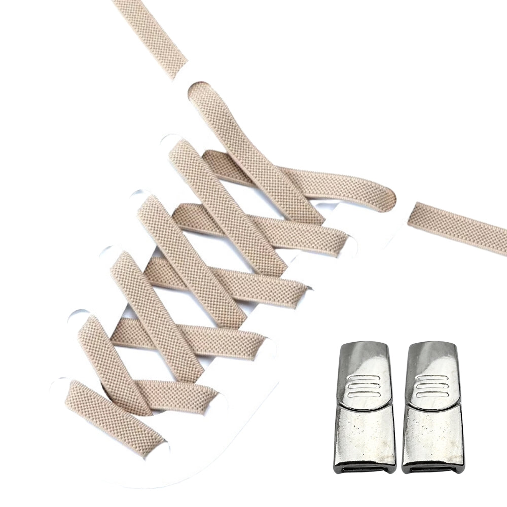 Productafbeelding van platte elastische veters van 9 mm met magneetsluiting in de kleur khaki