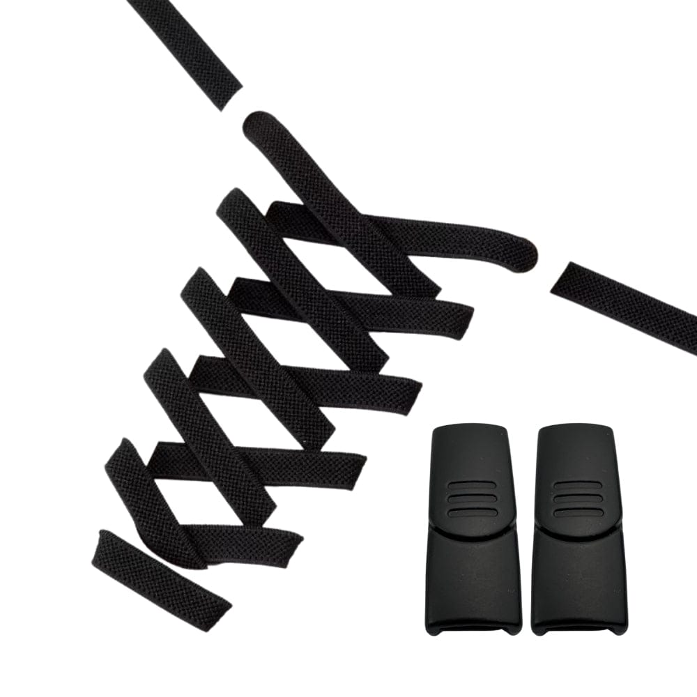 Productafbeelding van platte elastische veters van 9 mm met magneetsluiting in de kleur zwart