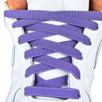 Elastische veters onzichtbaar strikken plat 9mm onzichtbare clipjes paars met stretch uitgerekt