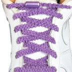 Elastische veters zonder strikken fluffy 7mm capsule sluiting paars met stretch uitgerekt