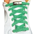 Elastische veters zonder strikken fluffy 7mm magnetische sluiting groen met stretch uitgerekt