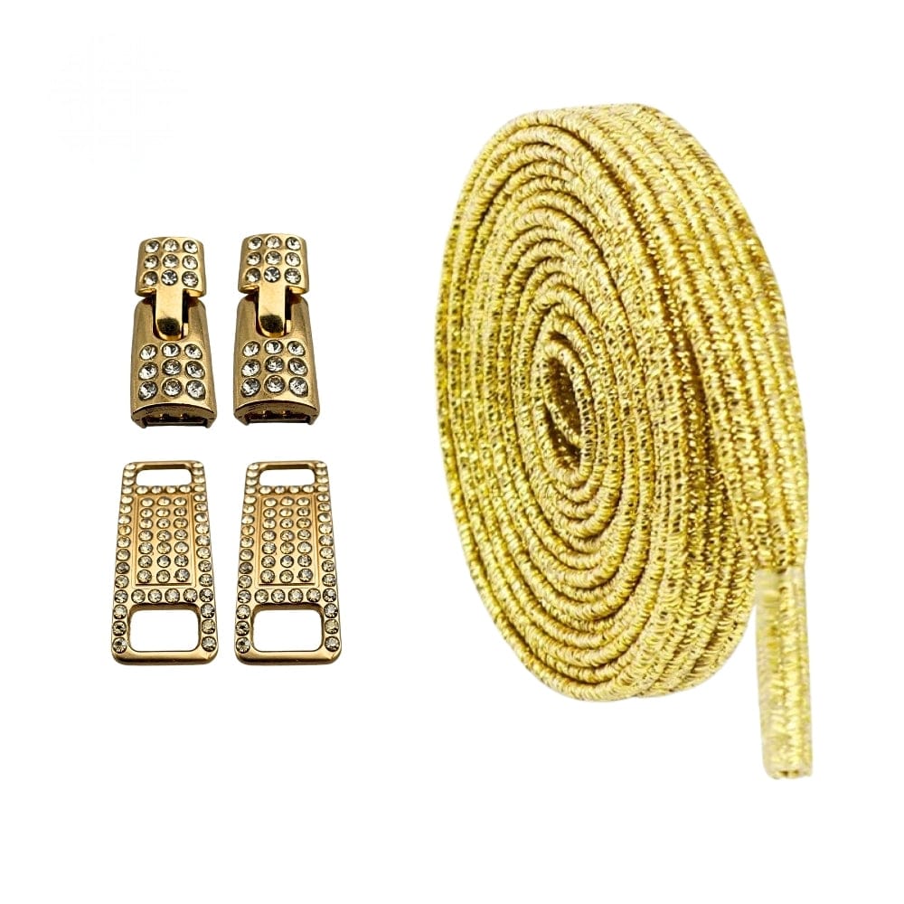 Productafbeelding van bling bling elastische veters van 6 mm met gouden haak in de kleur goud